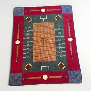 Donna Sharp Sports Quilt 1990’s Throw, Football, Basketball, Baseball 6x8 Red